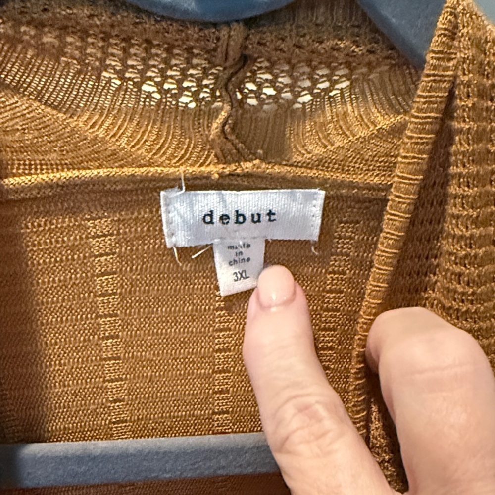 # Debut 3X Women's Mustard Open Front Cardigan - Picture 2 of 8